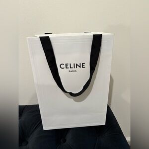 Celine Paris White Shopping bag with Black Straps